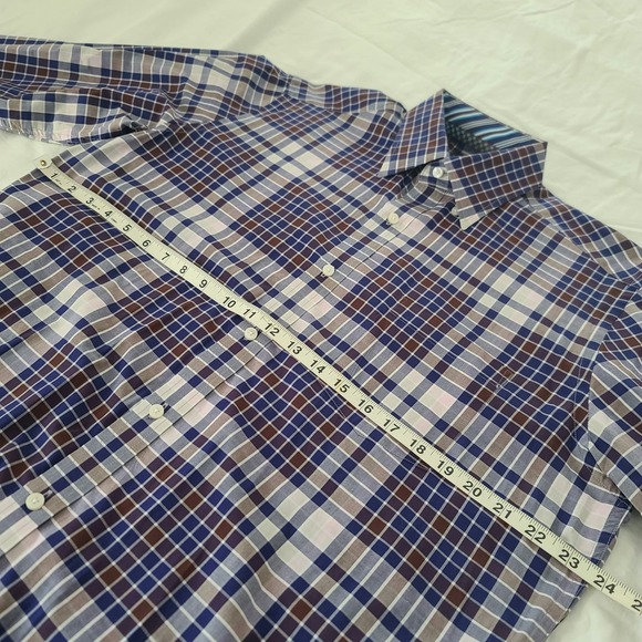 Tailorbyrd Collection Dress Shirt Large Blue Brown Plaid Mens Career Long Sleeve - Picture 14 of 15